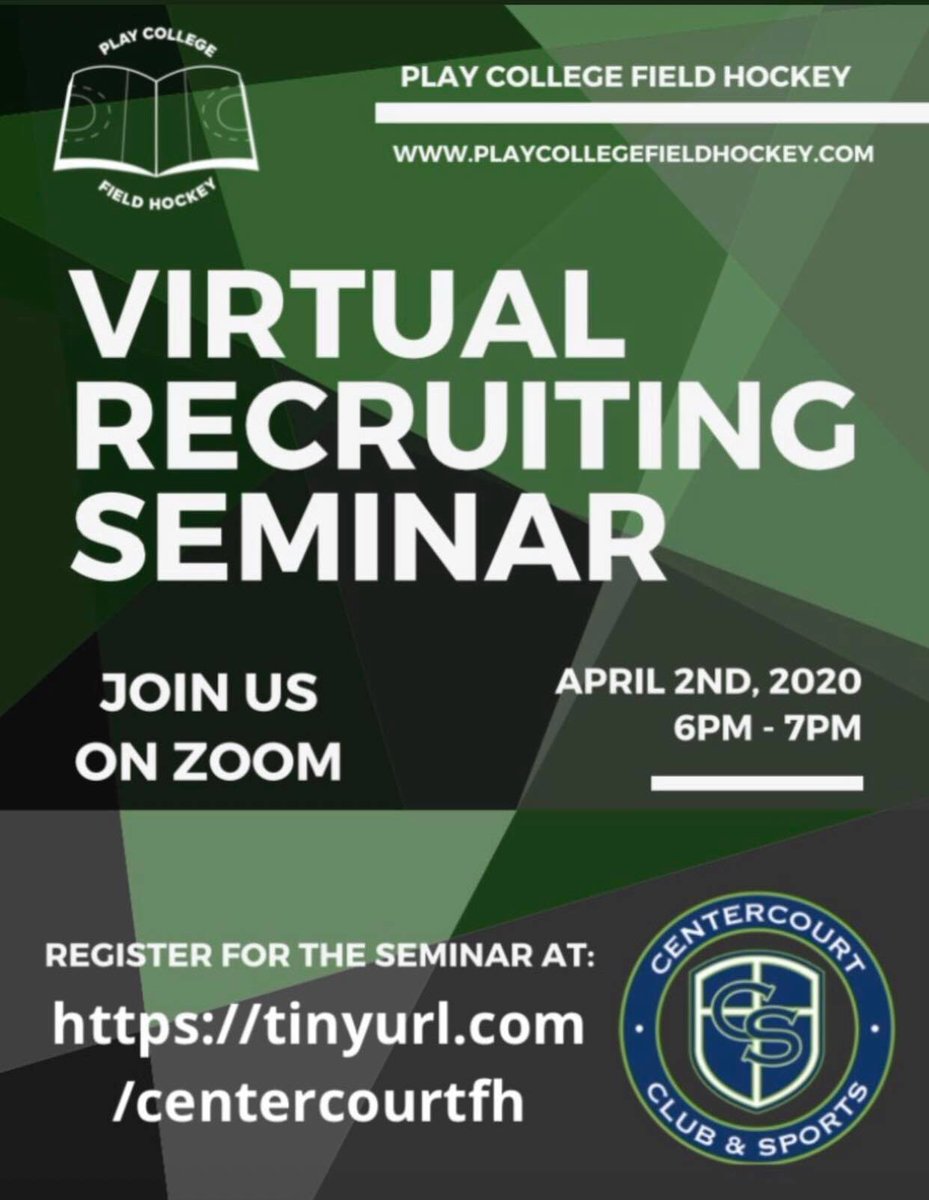 Attention 🏑players... Centercourt is hosting a recruiting seminar tomorrow evening if anyone is interested in learning about the process! Hope you all are well! Looking forward to our zoom meet on Friday!!!💻