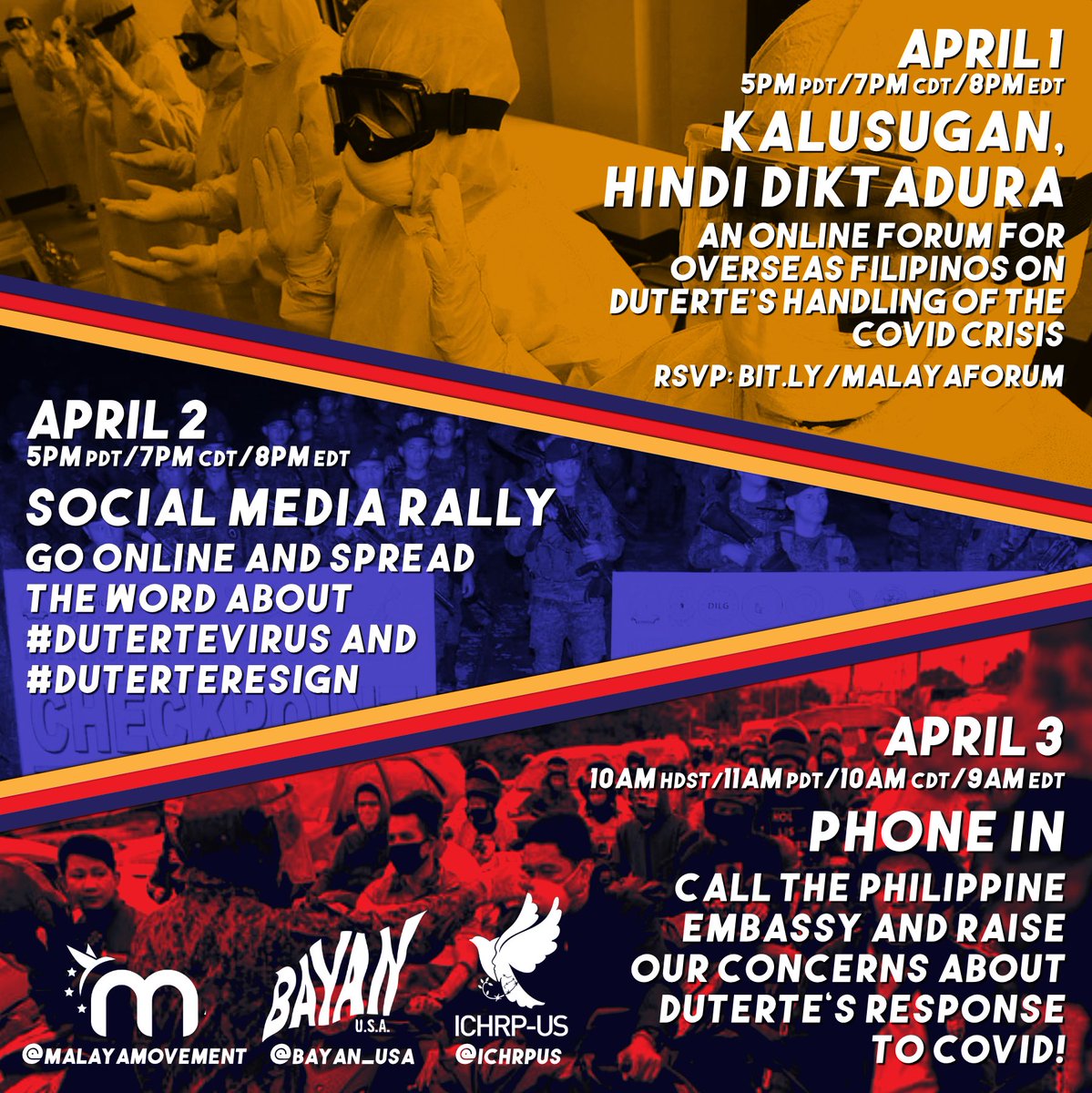 Join the action days this week to take a stand against the fascist Duterte regimes martial law response to #covid19 #oustdutertenow #fightfascism