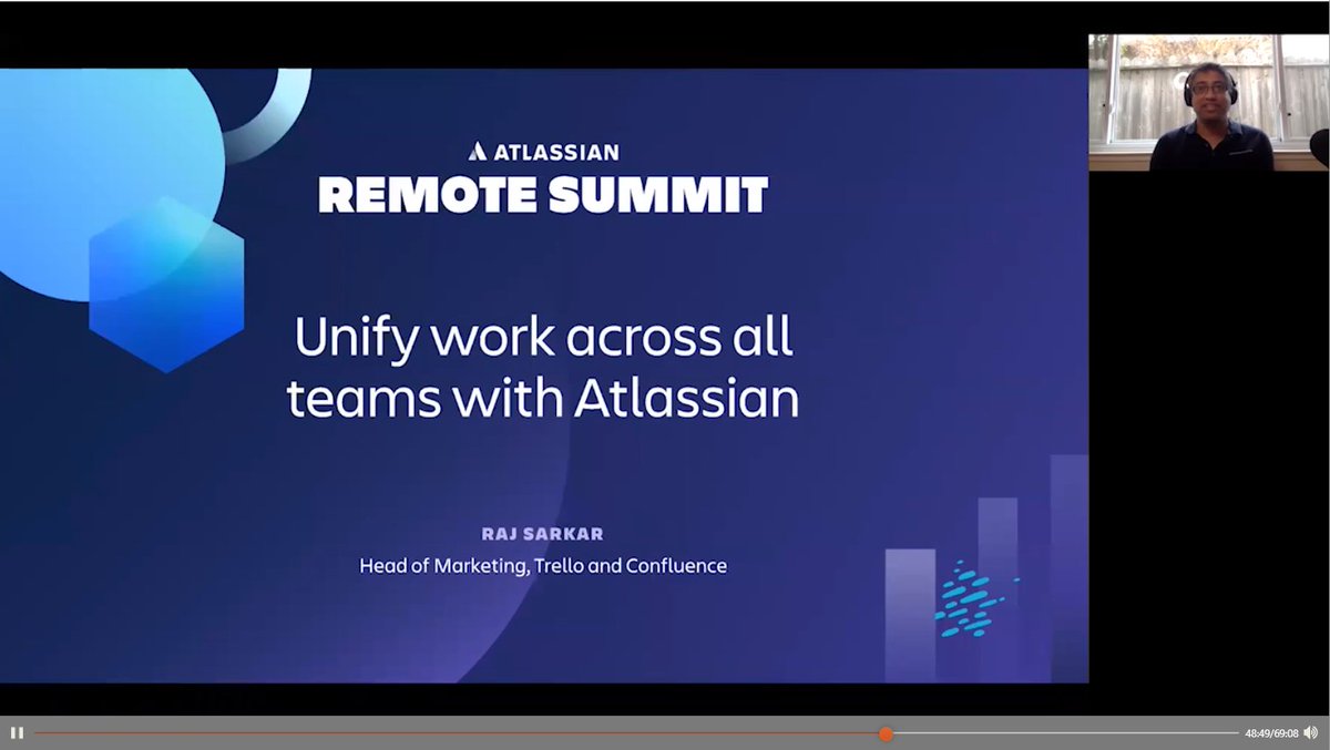 BDQTweets's tweet photo. A bit of a technical hitch with the hosting but #AtlasianSummit appears to be back up with Raj Sarkar, Head of Marketing,@Trello and Confluence. https://t.co/oorFw30JGU