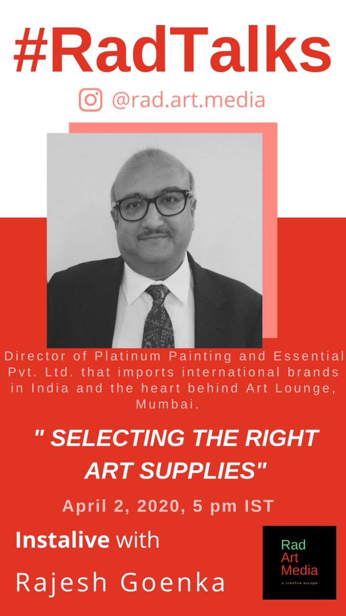 anika_gupta's tweet photo. Hello, my father in law, who is the godfather in art supplies in India, will be doing a live Q-n-A tomorrow. Tune in! #RadTalks https://t.co/hfD4gk2jNX