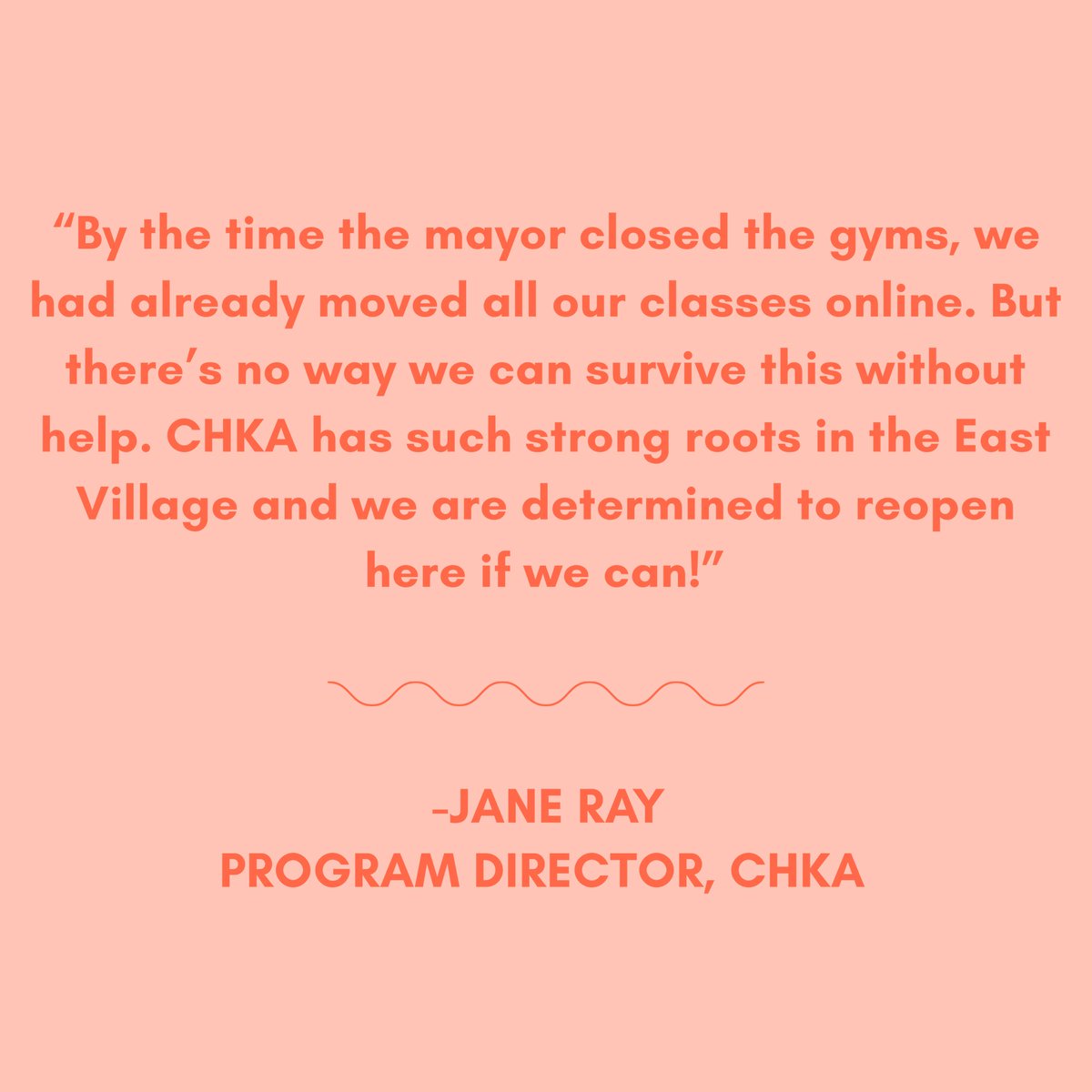 evimanyc's tweet photo. Todays' quote from program director, Jan Ray of @CHKANYC:  "By the time the mayor closed the gyms, we had already moved our classes online, but there's no way we can survive this without help...." https://t.co/FS94zmDZpn