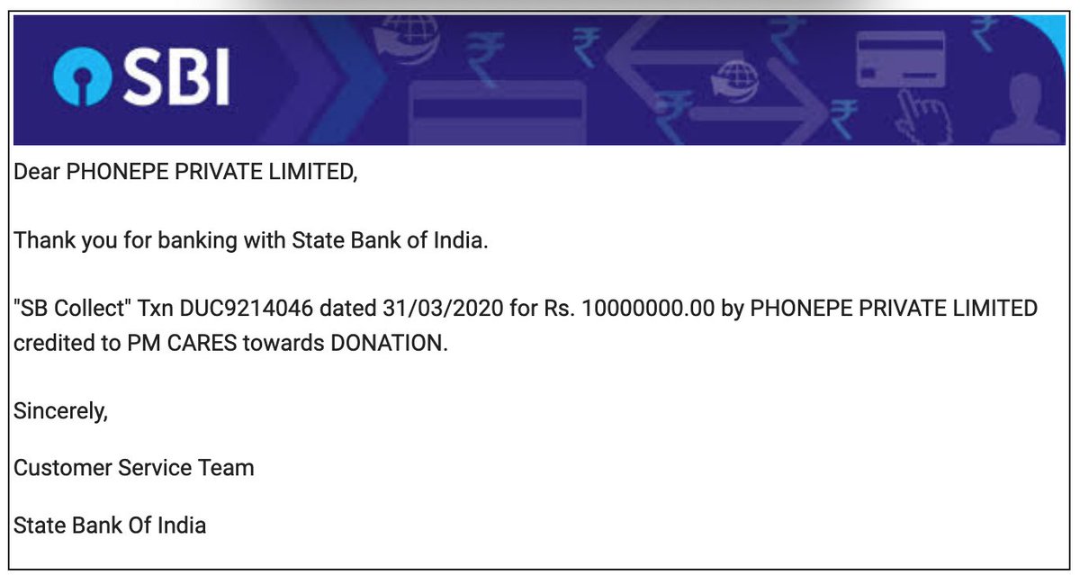 _sameernigam's tweet image. Dear @narendramodi sir. @PhonePe_ made its 1st One Crore contribution to the PMCARES Fund today, as we hope to cross the 1 million donors mark in the next few hours. Over INR 23 Crores already donated by 8.75 lakh Indians! 
#i4India #EveryRupeeCounts
phon.pe/i4India 🙏