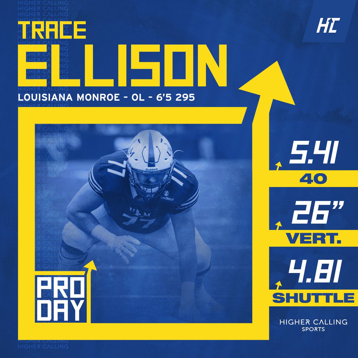 HCSportsAgency's tweet image. At 6'5", @TraceEllison is a versatile offensive lineman who has experience at both Guard and Tackle. He excels in pass protection and lateral quickness as shown in his shuttle time. Trace will be a great addition for any team as he could play nearly anywhere on an offensive line!