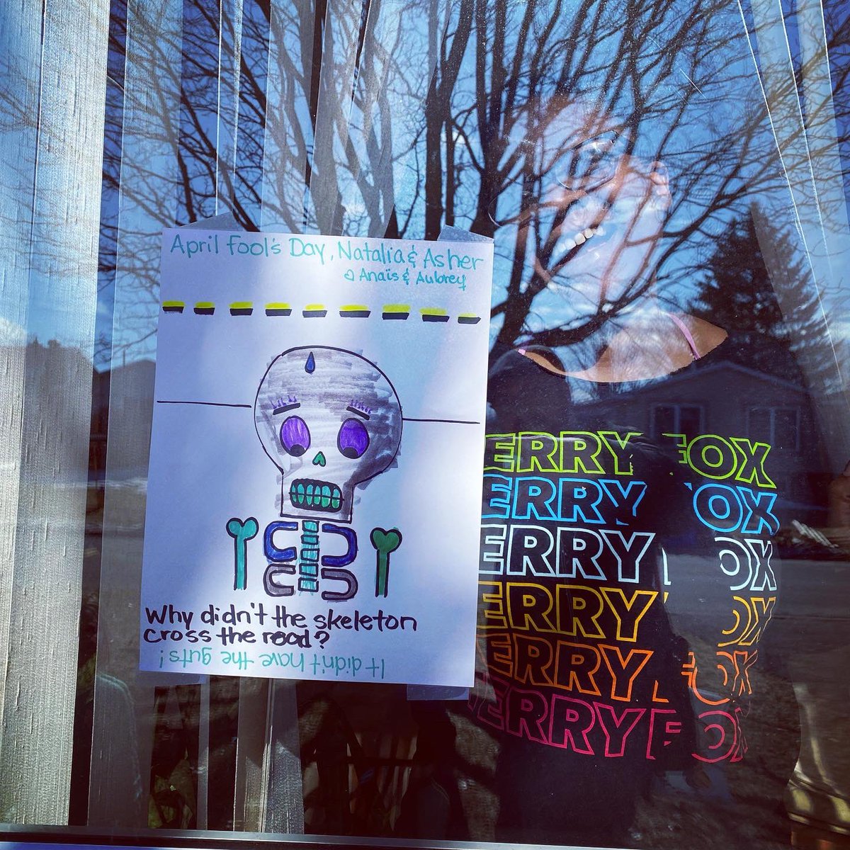 RiversideParkCR's tweet photo. Here are some jokes posted around #RiversidePark as part of the April 1st #WindowWalk #ScavengerHunt. Share photos of the jokes you find in your neighbourhood. #AprilFoolsDay https://t.co/38WgisIGNz