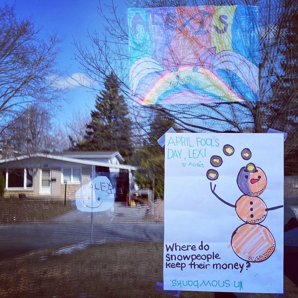 RiversideParkCR's tweet photo. More jokes from #RiversidePark that neighbours have posted as part of the April 1st #WindowWalk #ScavengerHunt. Share photos of the jokes you find in your neighbourhood. #AprilFoolsDay https://t.co/7xmAGIym8a