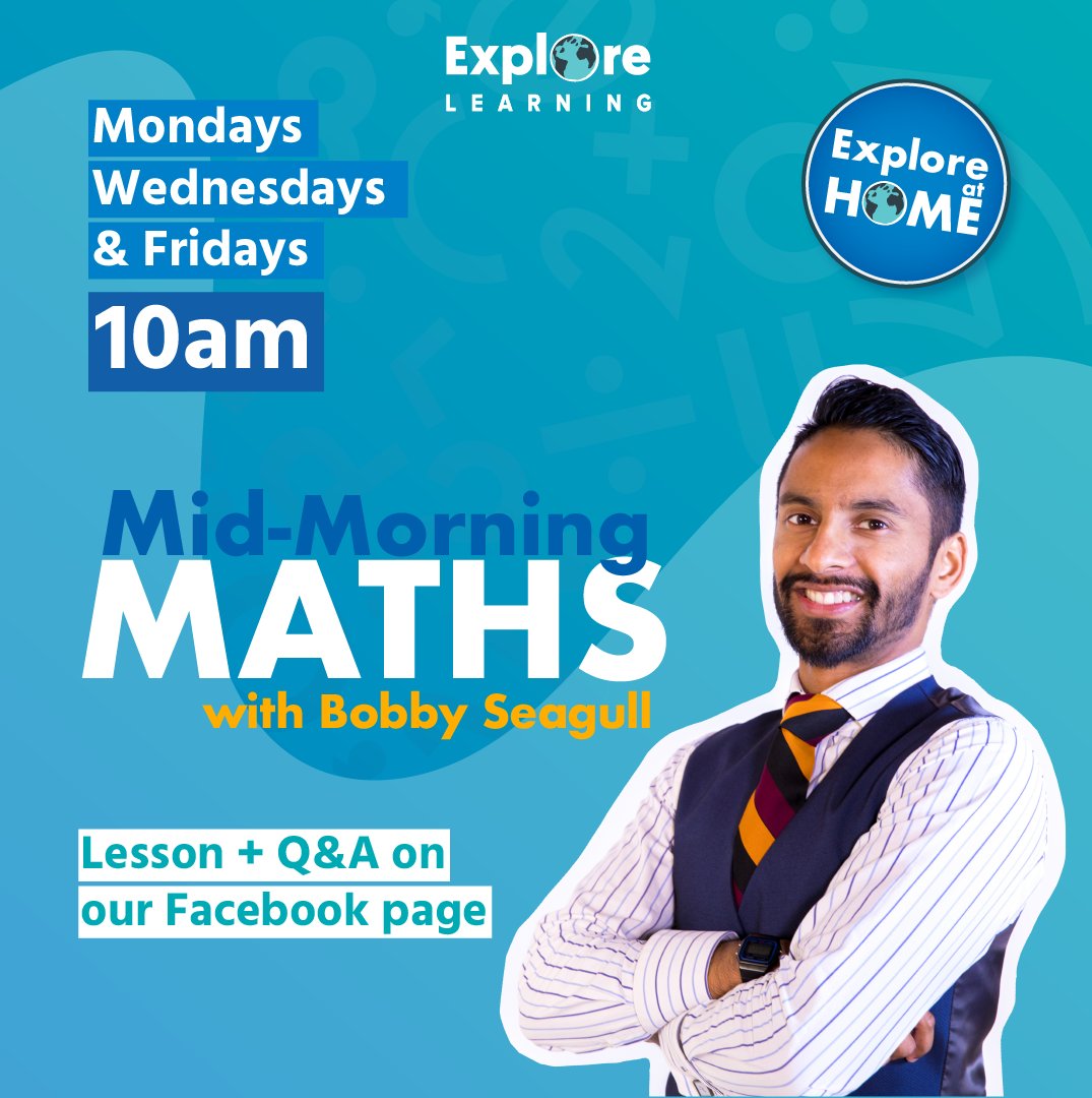 Coming this Monday 6th April, Mid-Morning Maths with <a href="/Bobby_Seagull/">Bobby Seagull</a> available to everyone! 🤩Join us on: Mondays for ages 4-7, Wednesdays for ages 7-11,
Fridays for ages 11-14 to #keepeducationgoing soo.nr/aLyZ