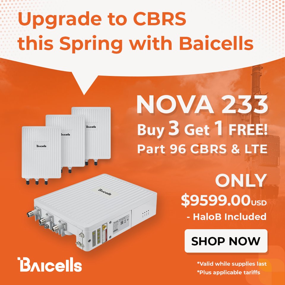 Baicells's tweet photo. Check out our latest Buy 3 and Get 1 Free Sales Promotion on our Nova 233!  Dont Miss out, Click now!https://t.co/s17Gl6P2l2 https://t.co/GCYGwNqNPW