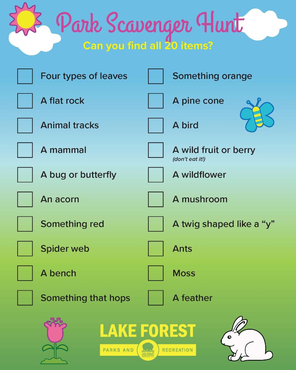 lfparksandrec's tweet photo. Looking for a little backyard or park adventure for the kids? Try our Scavenger Hunt and post a pic of your kids with #parkscavengerhunt!

 #lakeforest #lakeforestil https://t.co/RQegVKtAWB