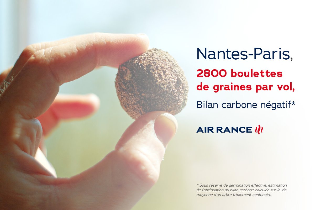 Air Rance : prétendre compenser les émissions de carbone d’un vol, avec le largage de bombes à graines qui permettent de planter des arbres.
lagrandelaverie.fr/air-rance/