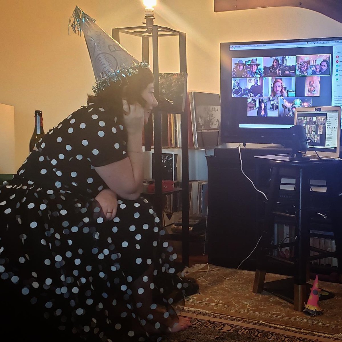 LindsayofSF's tweet image. This actually ended up being one my favorite birthdays. Epic 5 hour @zoom_us with friends, family, and my party dress #codeconnects