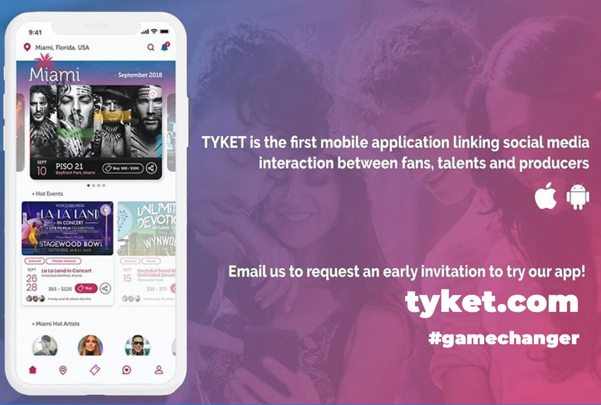 TyketApp's tweet photo. Request an early invitation to download our app. Piloting this app will be available to launch very soon! We are more than thrilled to implement this technology to our fans.
https://t.co/gNqBDYGpIX
DM or email socialmedia@stagewood.com
#2020entertainment #GameChanger https://t.co/xWHepCrlFI