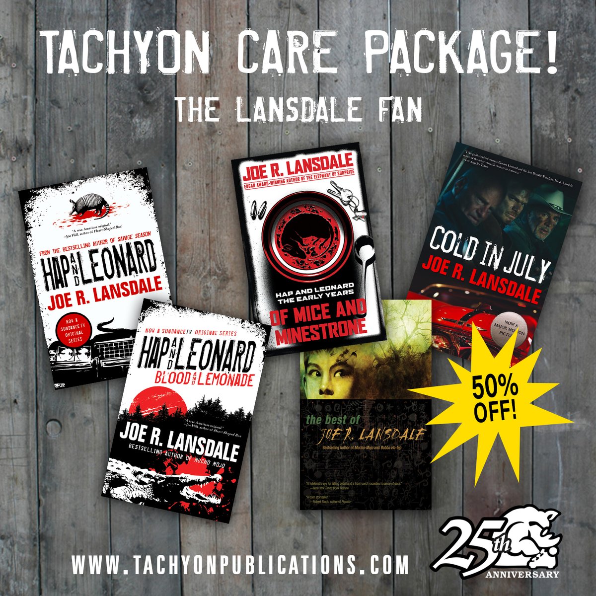 TachyonPub's tweet photo. ICYMI: @joelansdale is the type of writer who takes a pulp framework and make it something more, something real and true - https://t.co/Wf0sO7oUNm @DKHundt1 @brian_asman @grimdark_dad @PublishersWkly @mulhollandbooks https://t.co/M2poDzHJ7t