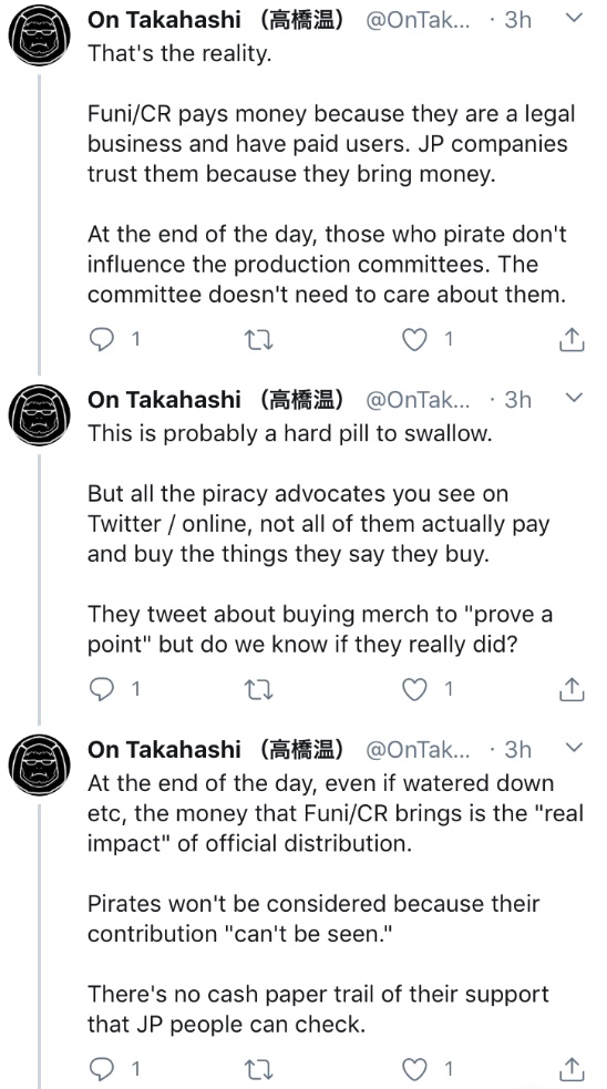 Imagine thinking that subbing to services known for having staff blocking paying fans with legit complaints would be what allows you to protect the integrity of works when adapted into anime, instead of boycotting by voting with your wallet and not paying into narrative changing.