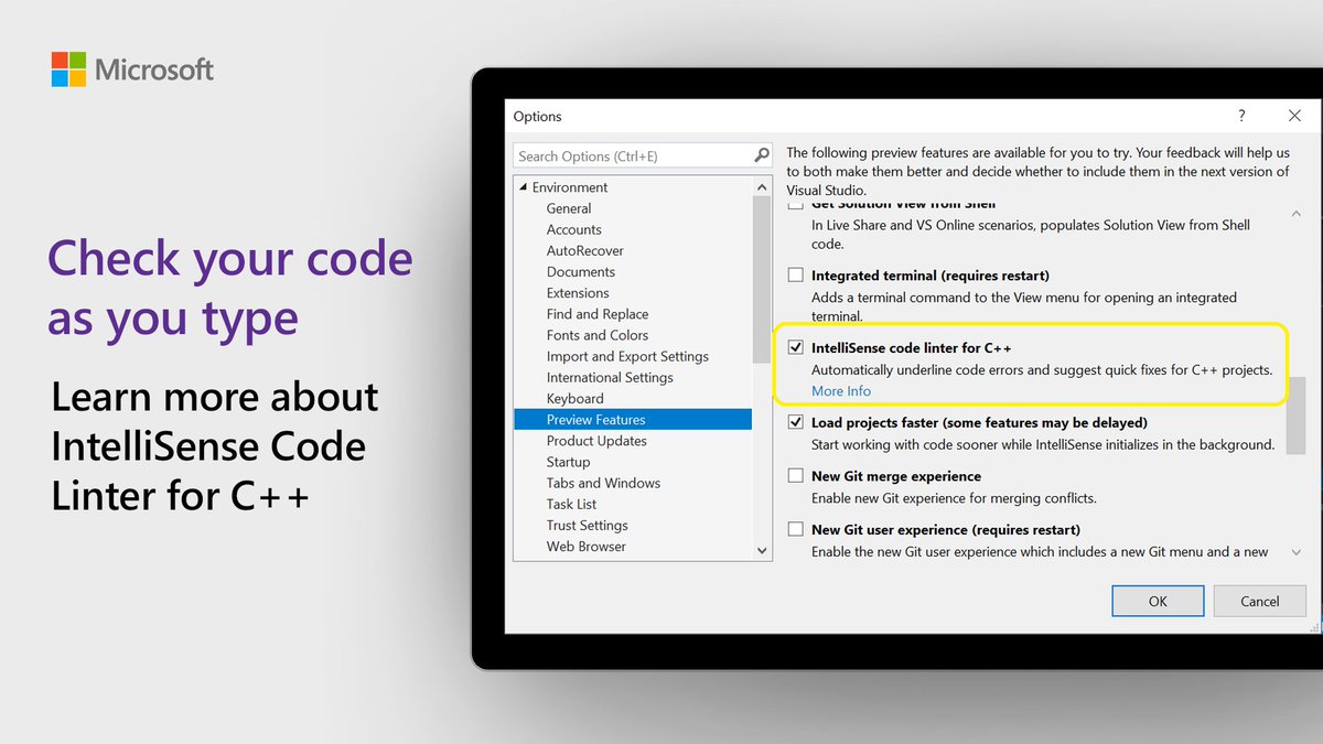 Microsoft Visual Studio Find Cpp Code Issues Before You Compile Visual Studio 19 Version 16 6 Preview 2 Brings You An As You Type Intellisense Code Linter For C To Get Your Code