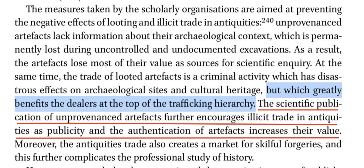 How does Alstola deal with the problem of unprovenanced antiquities more generally?He notes there are multiple problems w/lack of provenance -- not just loss of info about context, but it reflects criminal activity that benefits dealers, & publication encourages more looting!