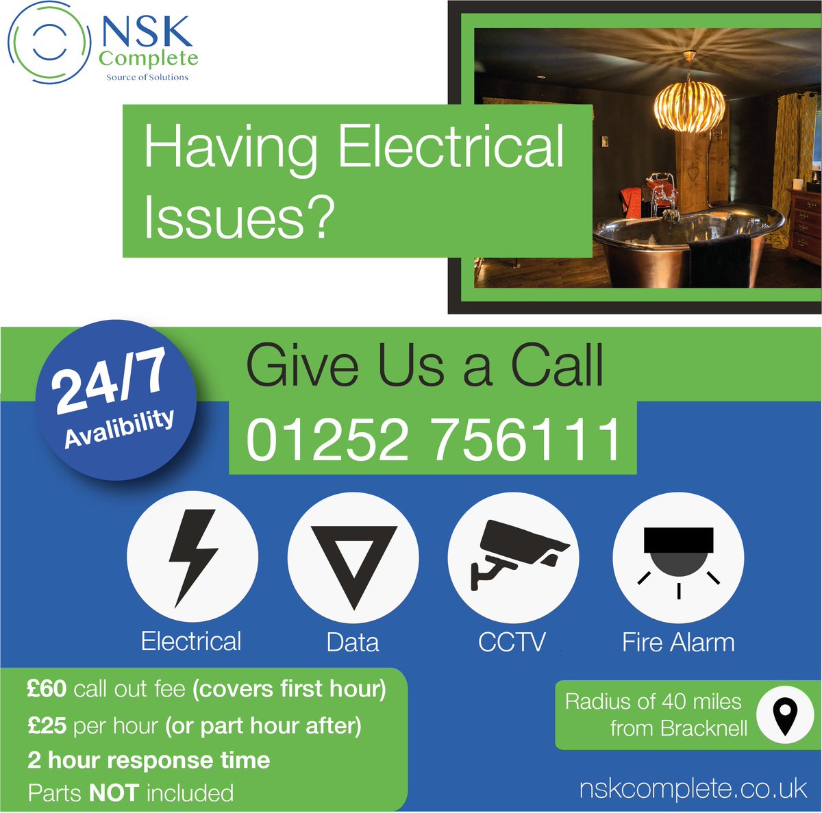nskcomplete's tweet photo. #domestic #electrical #electricians #electrician #nskcomplete #poster #cctv #lighting #data #firealarm #maintenance https://t.co/uEpIuwQYp5