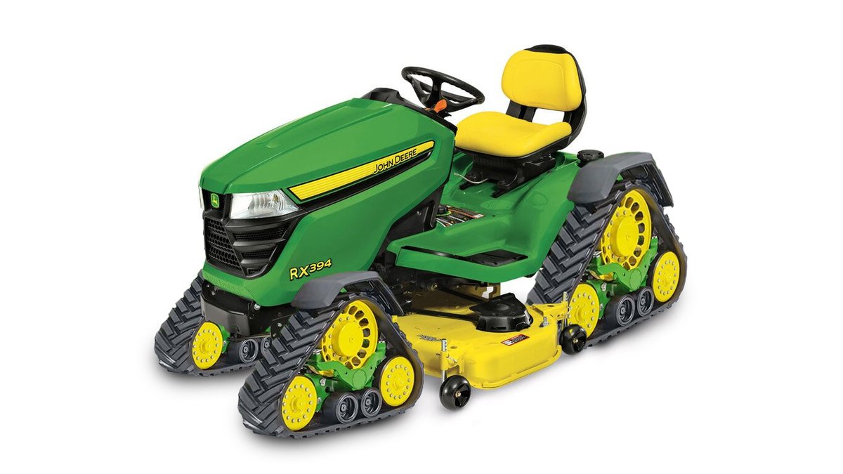 CedricCitrowske's tweet photo. Have grass under water? 
Want to lessen compaction on your lawn? 
Hard to reach areas when mowing? 
Want to make everyone in the neighborhood jealous? 
This new track configuration for x300 series mowers is perfect for you! RX300 coming to a turf dealership near you! https://t.co/KnzMgzRPnI