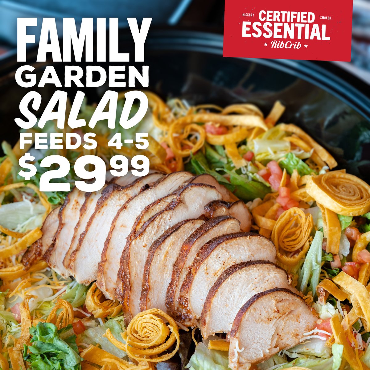 Ribcrib Bbq On Twitter Mix It Up This Week With A Family Garden Salad Smoked Chicken Over Fresh Greens Topped W Tomato Cheese Tortilla Strips And Your Choice Of Two Dressings Order