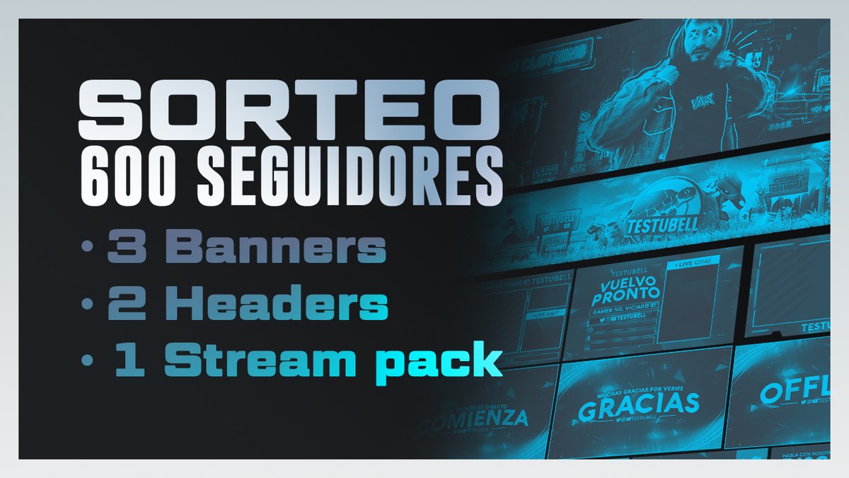 Sorteo! Esta es mi forma de darles las gracias después de todo el apoyo que me dan día tras día, gracias!

Premios
- 3 Banners
- 2 Headers
- 1 Stream pack

Requisitos
- Seguirme
- Etiquetar 2 amigos
- Dar ❤️ y 🔁
- Comentar que diseño te gustaría ganar

Buena suerte y gracias!