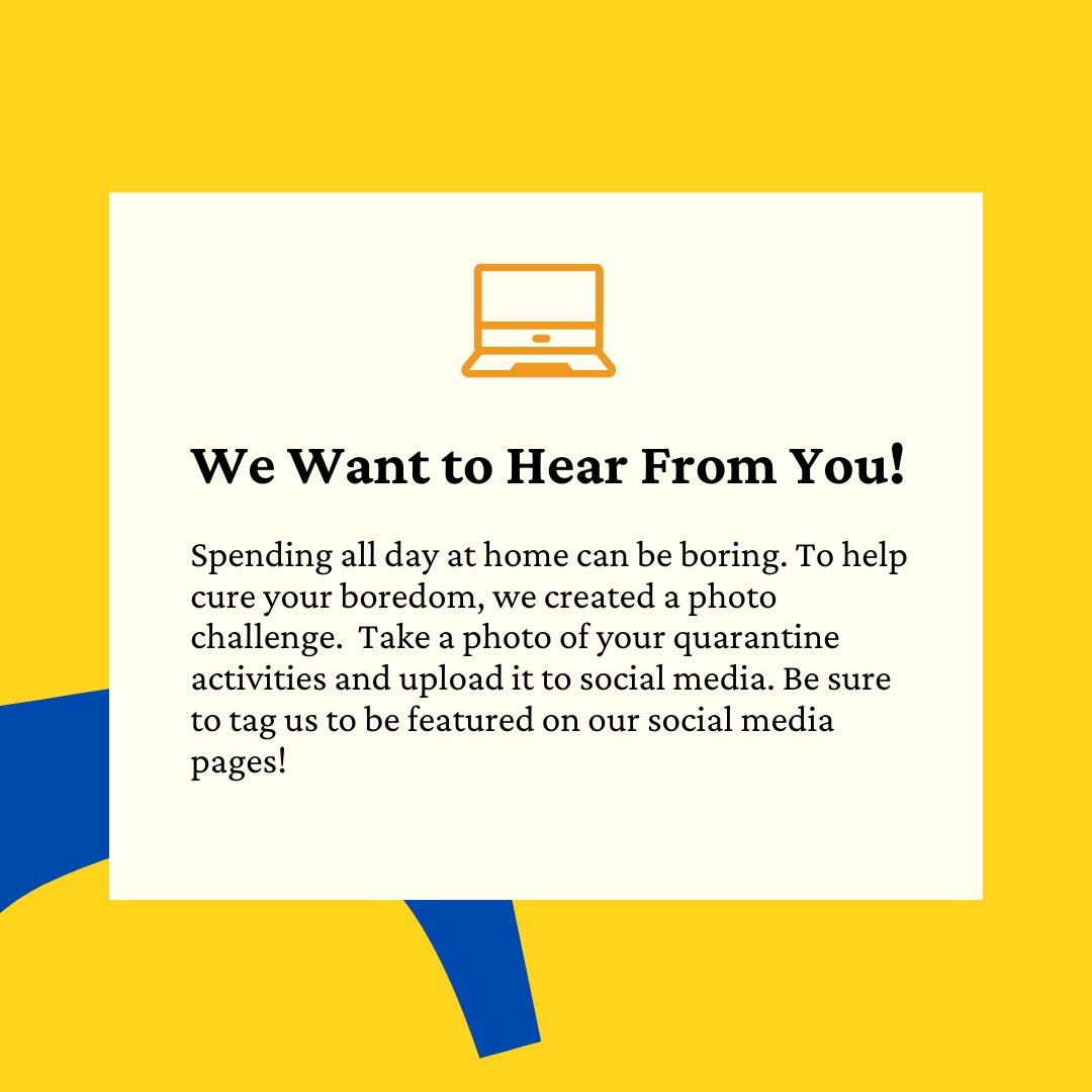 We want to see what our members are doing to keep busy. Be sure to tag us in your photos to be featured on our social media. Don’t be afraid to get creative and have fun!