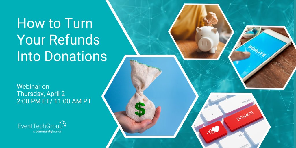 Are you issuing refunds from your cancelled event? Join this webinar and discover how you can retain some revenue from your cancelled, in-person event &amp; start collecting donations right away to fund your organization. Register now! ow.ly/Nd9C50yZVb8 #eventtech #eventprofs