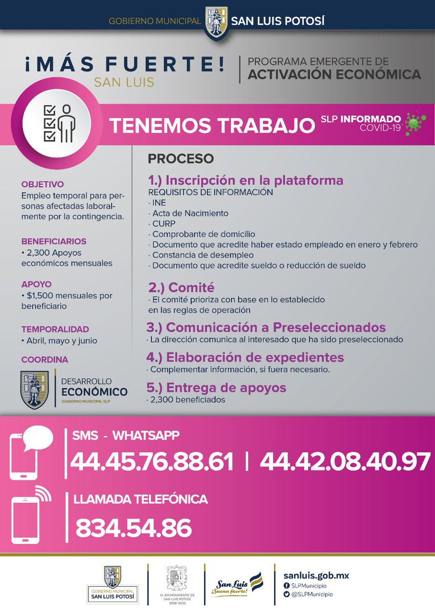 sisebastiansi's tweet photo. Ante la contingencia por el COVID-19 aquí están los  programas municipales  de apoyo. ✌🏻Sin intermediarios, transparentes, constantes y sonantes. A participar: 

https://t.co/nJuaAFkeWU 

@navaslp @SLPMunicipio https://t.co/jzd3VPBUYh