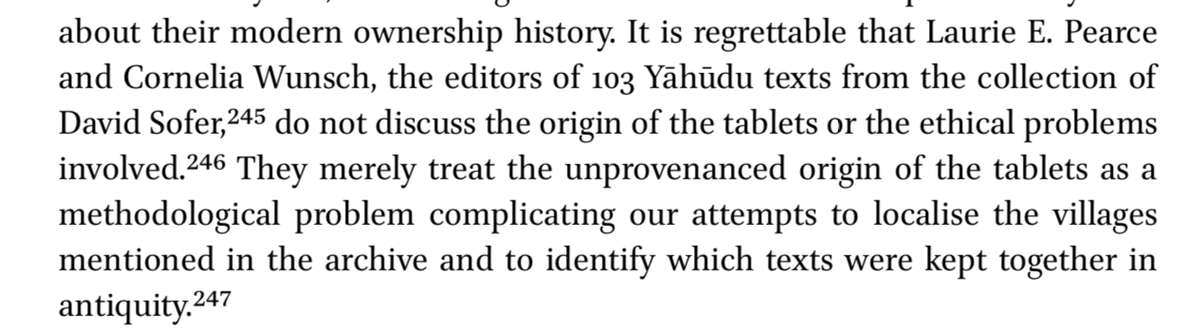 After unpacking some of this discussion, let's move to Alstola's ethics conclusions.He criticizes scholars who published editions of Yahudu tablets fo not discussion provenance and ethics.