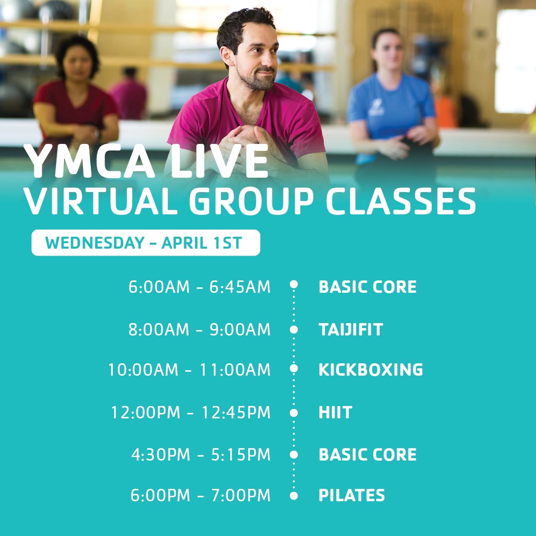 Get a little activity in your day, take a LIVE virtual group exercise class! buff.ly/33PKa1G #ymcasf #stayactive #healthyliving #virtual