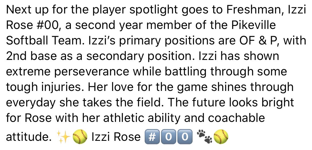 PikevilleSball's tweet photo. Izzi Rose #00 https://t.co/LQ8xdG4IuZ