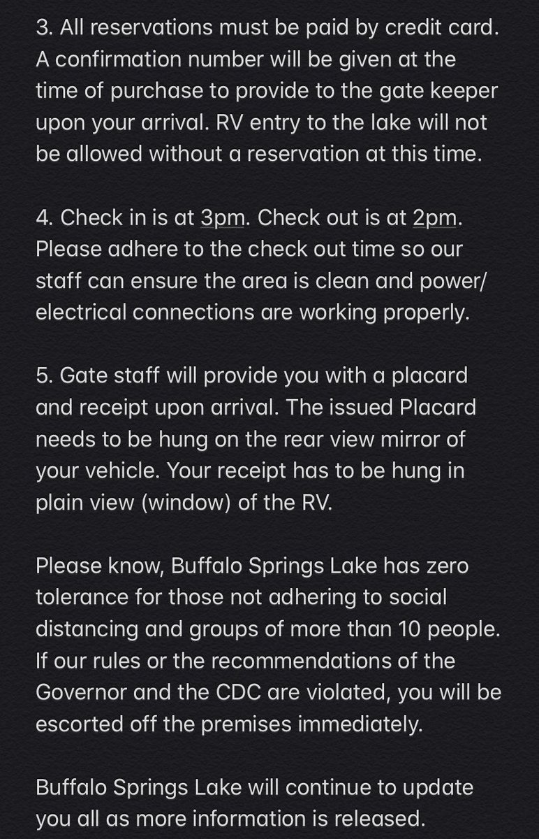 BuffaloSpringsL's tweet photo. Please read updates to our camping procedures. https://t.co/BNyexXqttZ