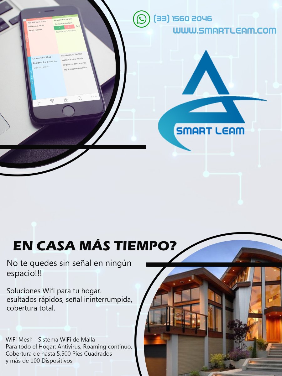 SmartLeam's tweet photo. En casa mΓ‘s tiempo??
No te quedes sin internet.
- Administra tu contenido y controla el acceso a internet
#smartleam
#solucionesparati
#smartathome
#stayhomechallenge https://t.co/3KB4v224Vb