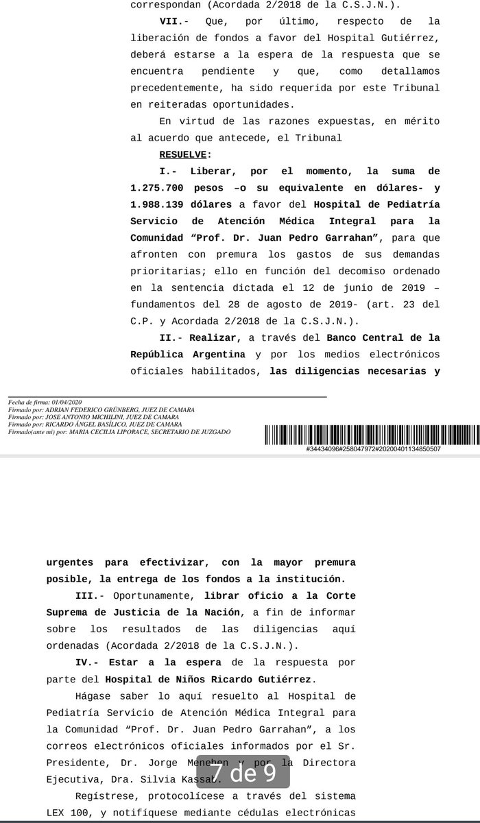 Vanepetrillo's tweet image. El tribunal oral federal 1 que condenó al ex funcionario José López dispuso que parte del dinero se destine al Garrahan, en marco de la emergencia por la pandemia coronavirus