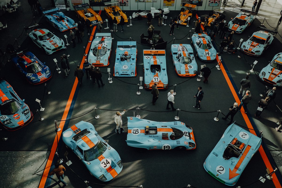 GulfOilIntl's tweet photo. During the 1960s and 1970s, the striking colours of Gulf obtained an excellent status in the international racing world. The ROFGO Collection creates a connection between Gulf Oil and the world of #motorsports. #GulfGetsYouThere #Rofgocollection #RoaldGoethe #gulfracing https://t.co/XlvQr8euI3