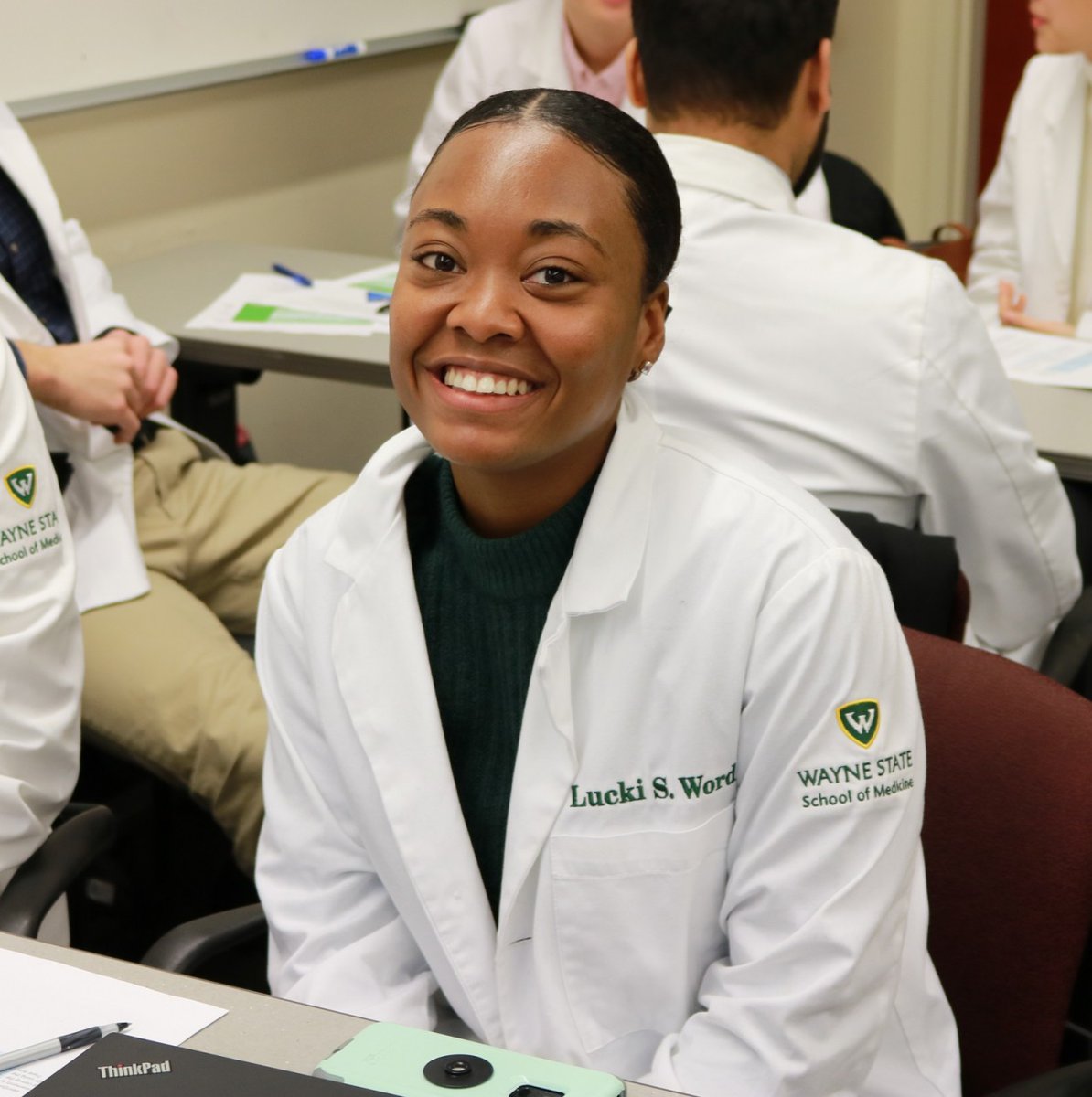 WayneGradSchool's tweet photo. In honor of #GraduateStudentAppreciationWeek, we spotlight MD student and former grad ambassador Lucki Word. She aspires to become a Detroit-based physician and when she’s not studying you might find her at her mother’s bakery, Lucki’s Cheesecake! #WSUGSAW @waynemedicine https://t.co/ZgYqoBolz0