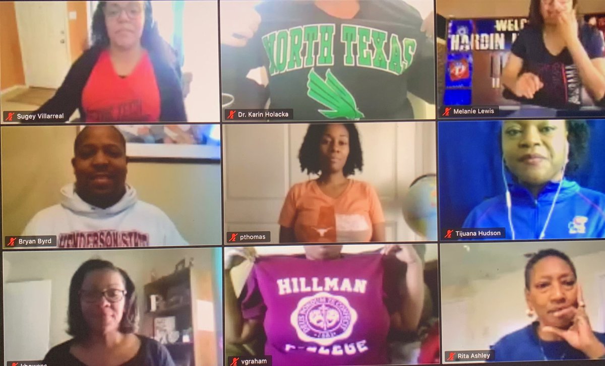 DvilleISDSuper's tweet photo. Each Wednesday we encourage our school family to show off their college pride to spark a discussion with students about college and career options. At today's Principals Meeting, the tradition continued. #WeAreDville https://t.co/TcBwLNfqPa