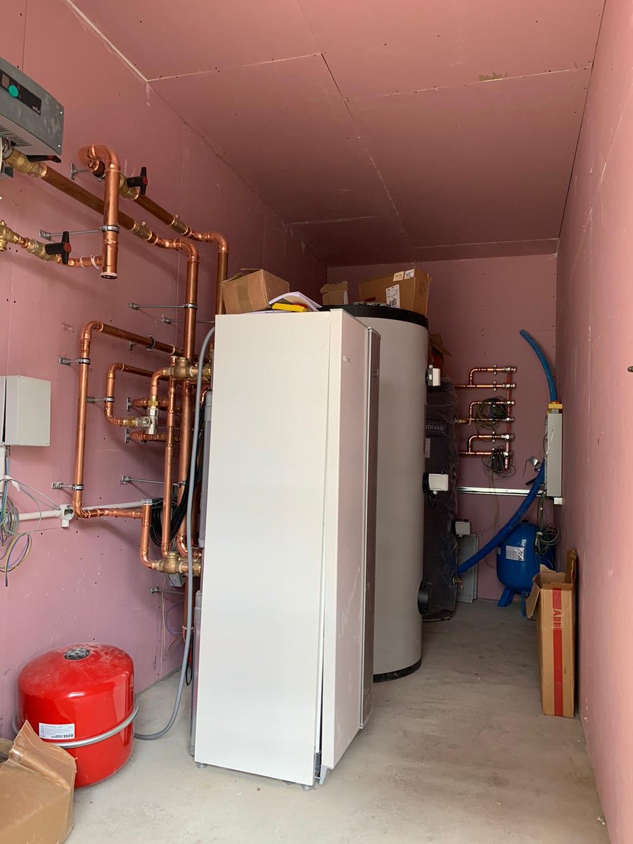 WimsPell's tweet photo. Everyone wants to design beautiful buildings but this now has to be secondary to embedded carbon and fabric performance. We think this ground source heat pump at our mixed use development in Uxbridge is beautiful. It will heat and cool 8 new flats and a large office :-) https://t.co/pgWXvJMghz