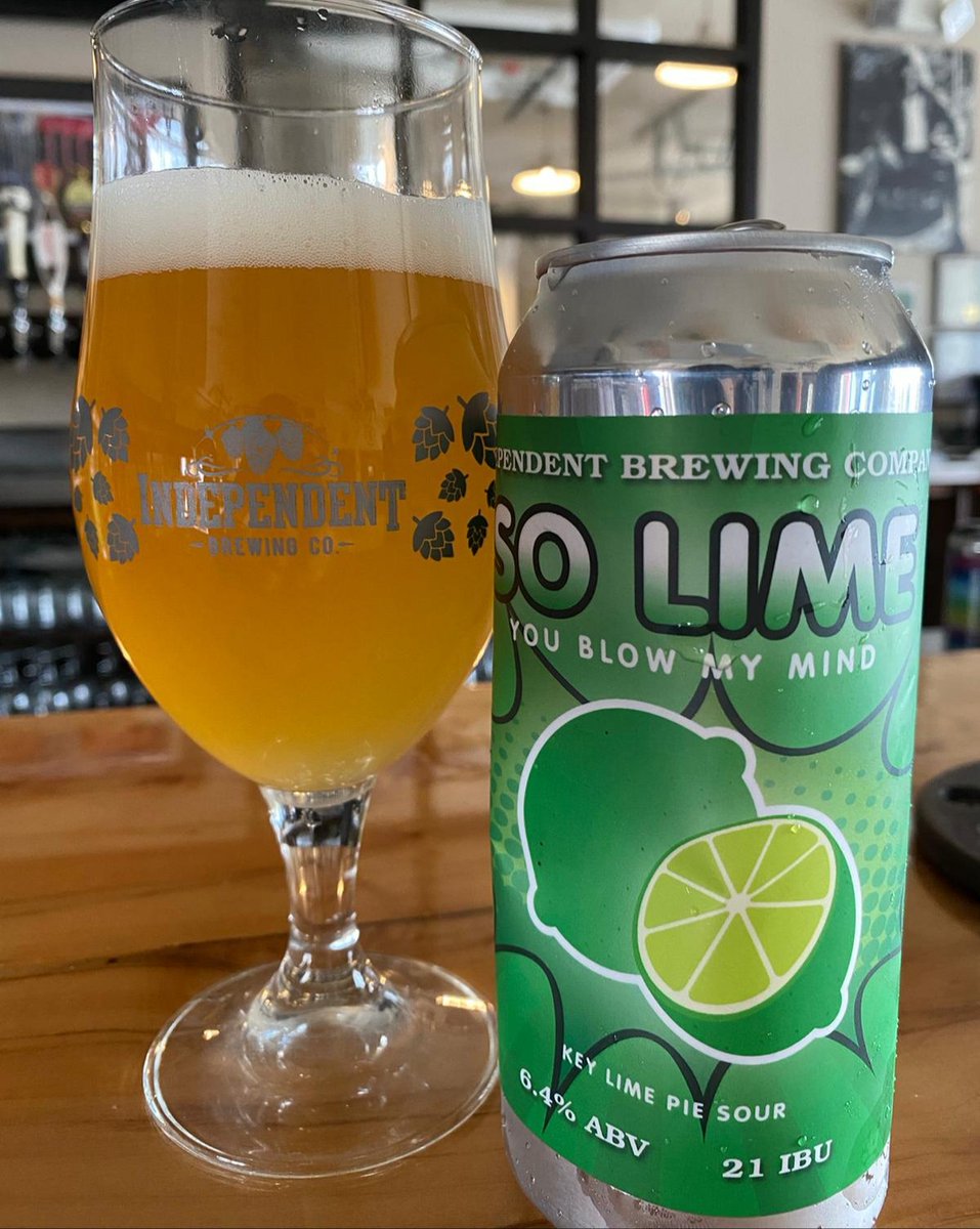 Can Drop!  SO LIME YOU BLOW MY MIND,  Key Lime Pie Sour, with key lime puree, Graham cracker, and marshmallow 6.4 abv.  4 packs TO GO order online independentbrew.com  for curbside pick up.  Cheers!