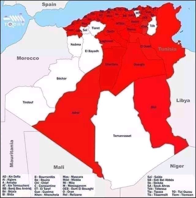 haduooch's tweet photo. #coronavirusalgerie 
Map of the spread of the virus in Algeria 
Please #stay_at_home https://t.co/sYKRCuK6I6