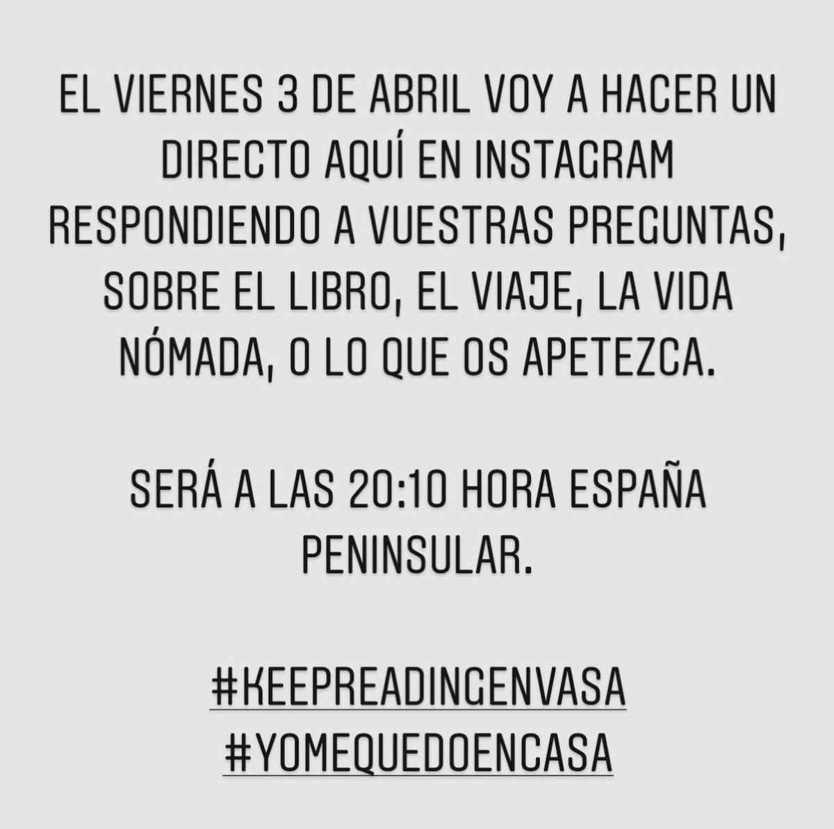 Aquí en instagram no, quería decir en Instagram. ¿Queréis hacer alguna pregunta? Thankius #KeepReadingEnCasa #YoMeQuedoEnCasa @geoplaneta @PlanetaLibrosMx