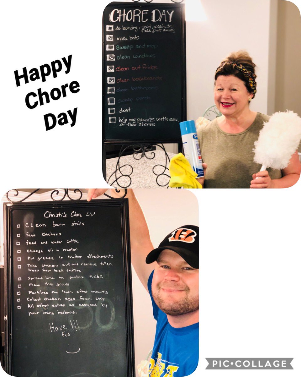 BernhardRachel's tweet photo. It’s chore day! Day 3 for our Spirit Week! If we combined all 4 sets of chores, our houses would all be ready for spring! https://t.co/6Z0RzoCkbb