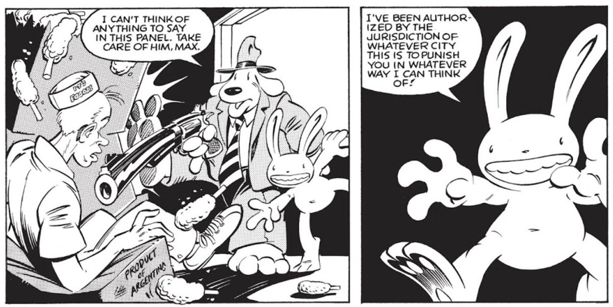 this is an efficient two panel summary of Sam and Max and why you should re...