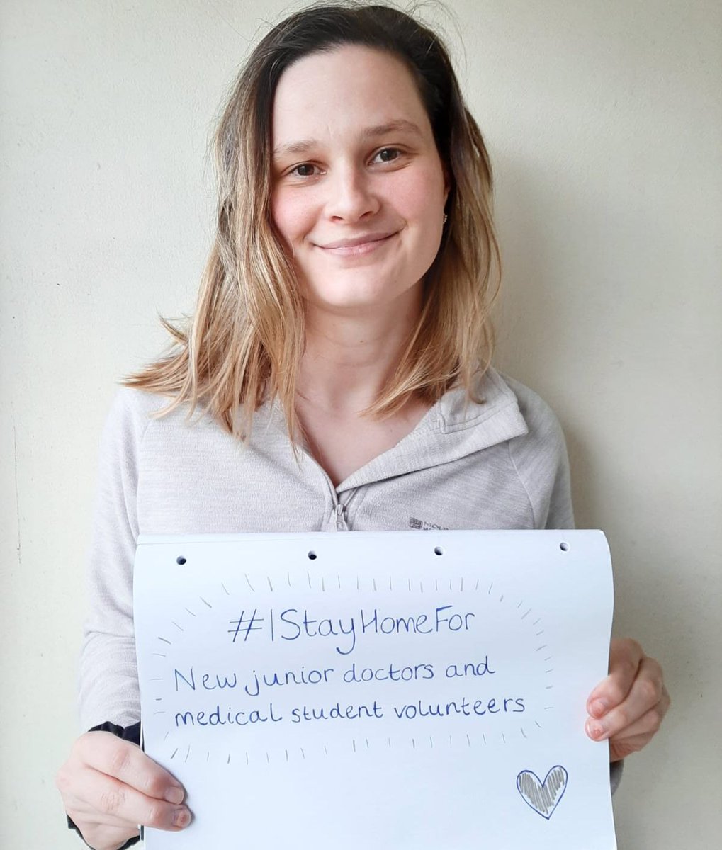 SU2CUK's tweet photo. “#IStayHomeFor new junior doctors and medical student volunteers. They’re risking their lives, and we must do our bit to help.” Karis has shared who she’s staying home for. Let us know who you’re staying home for - share your pictures using the hashtag, and tag us! https://t.co/f9j8CyNCB0