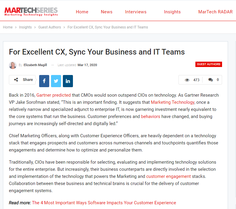 "…Key (to creating and delivering excellent #CX) is that the CX team…and the IT team must closely collaborate to drive technical outcomes that deliver flawless CX." Read why this is so important here: bit.ly/2Us2Ota