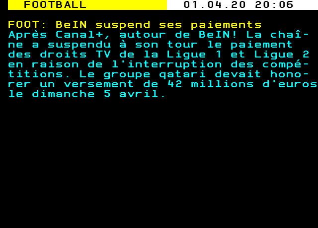 FOUT: BelN suspend ses paiements