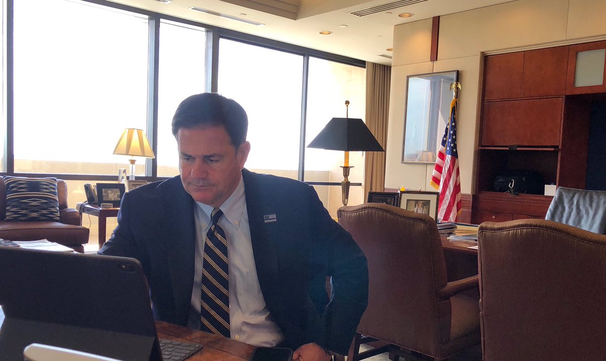 DougDucey's tweet photo. On a call with fellow governors to discuss the latest on #COVID19. @NatlGovsAssoc https://t.co/GjVLZPhrcd