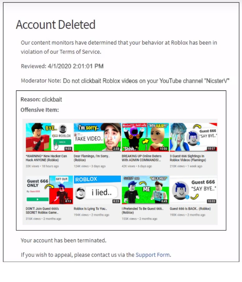 Nic On Twitter My Roblox Account Just Got Deleted For