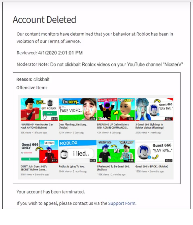 Nic On Twitter My Roblox Account Just Got Deleted For Clickbaiting New Video Soon - roblox a new account