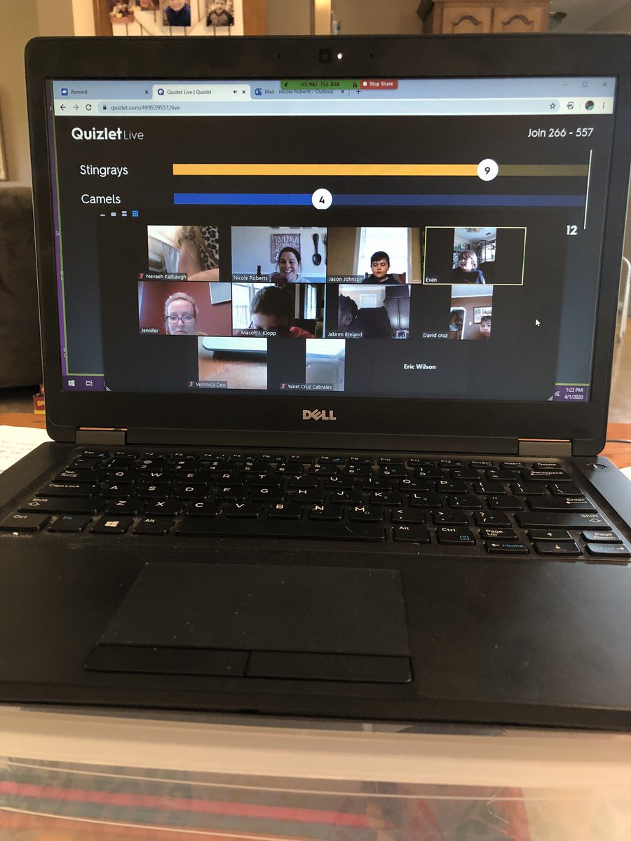 NRoberts212's tweet photo. We had so much fun on Quizlet Live today! One of my cute kiddos suggested we do that on Zoom and it was a great idea! They were excited to have my 6th grader join the game too! @HeardMixon @J_Johnson_VMMS #ncssbethebest https://t.co/yky5Irfweo