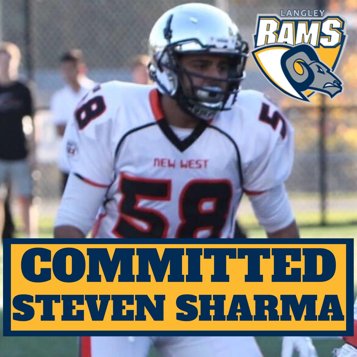 Offensive Lineman Steven Sharma from New Westminster has committed to the team! Welcome, Steven!