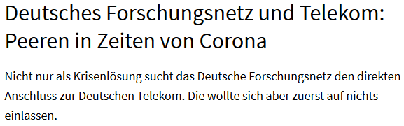 RTWIB_Decker's tweet photo. Am Freitag wenden wir Wissen meiner Online Vorlesung "Computernetzwerke" #RTWIBNet an und verstehen die Peering-Diskussion zwischen @deutschetelekom und dem #DFN. Viele Studis surfen sicherlich über DSL der DTAG und die @HS_Reutlingen ist Mitglied im DFN.
https://t.co/8lplZj4i9e https://t.co/x58DQG2jqM